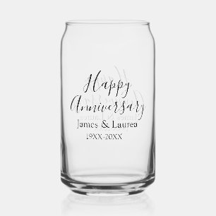 シンプルな結婚記念日の名前＋日付＋年 ガラス缶