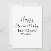 シンプルな結婚記念日の名前＋日付＋年 招待状 (裏面)