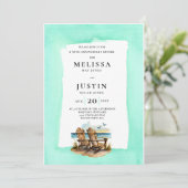 シンプルな結婚記念日ビーチチェアの招待状 招待状 (スタンド正面)