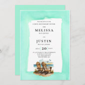 シンプルな結婚記念日ビーチチェアの招待状 招待状 (正面/裏面)