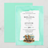 シンプルな結婚記念日ビーチチェア 招待状 (正面/裏面)