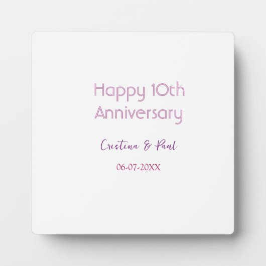 シンプルな結婚記念日10周年おめでとうグッズ フォトプラーク (正面)