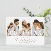 シンプルな結婚記念日 フォトコラージュ カード (スタンド正面)