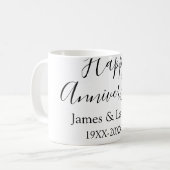 シンプルな結婚記念日 名前 日付 年 コーヒーマグカップ (正面左)