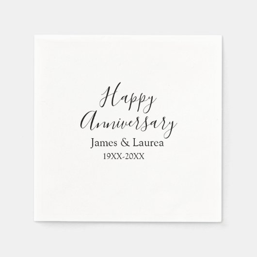 シンプルな結婚記念日 名前 日付 年 スタンダードカクテルナプキン (正面)