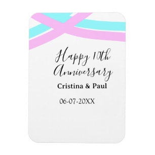 シンプルな結婚記念日 名前 10周年おめでとう マグネット