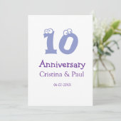 シンプルな結婚記念日 名前 10周年記念 招待状 (スタンド正面)