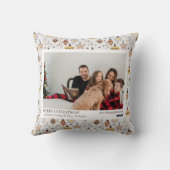 シンプルな結婚 幸せな新婚クリスマス写真 クッション (裏面)