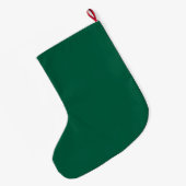 シンプルな緑のクリスマスツリーの名前入り ラージクリスマスストッキング (裏面 (吊り時))