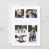 シンプルな緑のクリスマス5枚の写真コラージュ シーズンカード (正面)