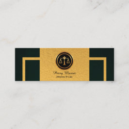 シンプルな緑のグランジな縦の金ゴールドのボーダー弁護士 スキニー名刺