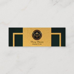 シンプルな緑のグランジな縦の金ゴールドのボーダー弁護士 スキニー名刺