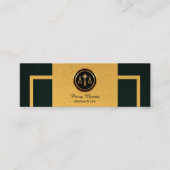 シンプルな緑のグランジな縦の金ゴールドのボーダー弁護士 スキニー名刺 (正面)