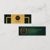 シンプルな緑のグランジな縦の金ゴールドのボーダー弁護士 スキニー名刺 (正面/裏面)