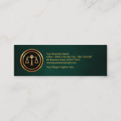 シンプルな緑のグランジな縦の金ゴールドのボーダー弁護士 スキニー名刺 (裏面)