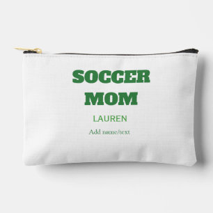 シンプルな緑のサッカーママ フットボール マザーズデイ プレゼント アクセサリーポーチ