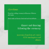 シンプルな緑のタイポグラフィー結婚式の受付エリアの囲い 招待状 (正面/裏面)