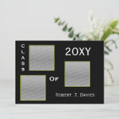 シンプルな緑の卒業証書 マルチ写真 招待状 (スタンド正面)