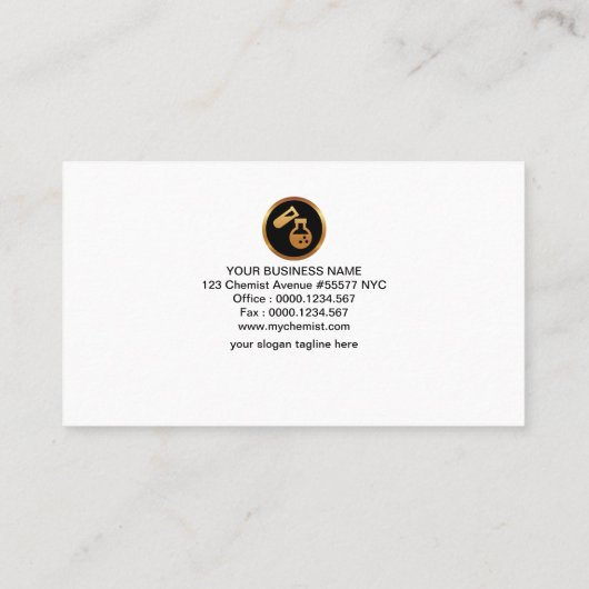 シンプルな緑の多角形の水晶は化学者を影で覆います 名刺 (裏面)