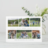 シンプルな緑の家族のクリスマスの写真コラージュ6点 シーズンカード (スタンド正面)