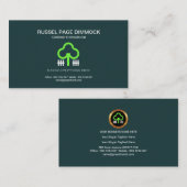 シンプルな緑の木の白人の棒杭の囲いの庭師 名刺 (正面/裏面)