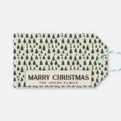 シンプルな緑の松の木のカスタム メリークリスマス ギフトタグ (正面(横))