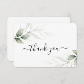 シンプルな緑の葉の感謝カード サンキューカード (正面/裏面)