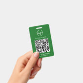 シンプルな緑のQRコード社員証 バッジ (手持ち)