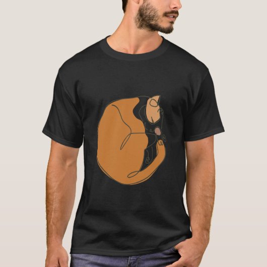 シンプルな線の寝猫 Tシャツ (正面)