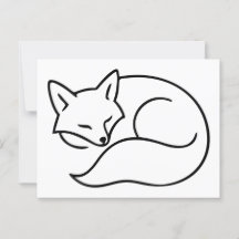 シンプルな線画の眠り狐イラスト