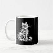 シンプルな線画の落書き猫 日本 コーヒーマグカップ (左)