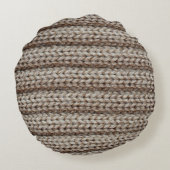 シンプルな編地、茶色のテクスチャ。 ラウンドクッション (裏面)