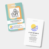 シンプルな縦ストライプの従業員写真テンプレートID バッジ (正面＆裏面)