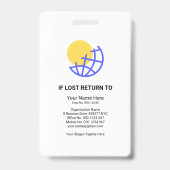 シンプルな縦ストライプの従業員写真テンプレートID バッジ (裏面)