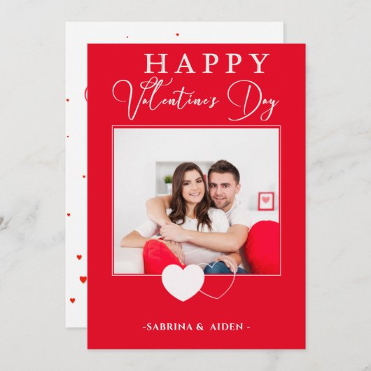 シンプルな縦向きの写真 | 赤いバレンタインデー シーズンカード (正面/裏面)