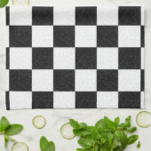 シンプルな織り目加工のチェッカーボード キッチンタオル (折り畳み)