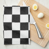 シンプルな織り目加工のチェッカーボード キッチンタオル (四つ折り)