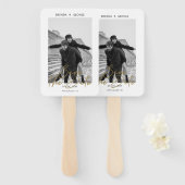 シンプルな署名 ミニマルな写真 セーブ・ザ・デート ハンドファン (正面&裏面)