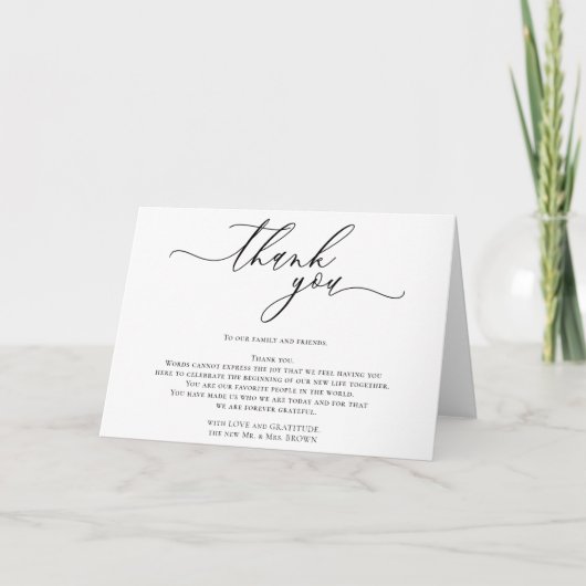 シンプルな署名 白い カスタム フォト サンクス カード (正面)