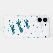 シンプルな美しさの星 - Smile Sparkle Shine iPhone 16ケース (裏面横)