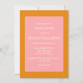 シンプルな美観のピンクとオレンジのブライズシャワー 招待状 (正面)
