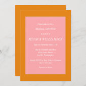 シンプルな美観のピンクとオレンジのブライズシャワー 招待状 (正面/裏面)