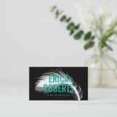 シンプルな羽のモダンなメーキャップアーティスト及び美容師 名刺 (スタンド正面)