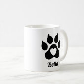 シンプルな肉球のペットの名前の犬好き コーヒーマグカップ (正面右)