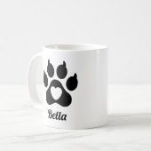 シンプルな肉球のペットの名前の犬好き コーヒーマグカップ (正面左)