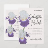 シンプルな脚本の花のデザインの Save the Date 招待状 (正面/裏面)