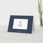 シンプルな航海アンカーのウェディング | ネイビーブルー サンキューカード (裏面)