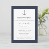 シンプルな航海アンカーのウェディング | ネイビーブルー 招待状 (スタンド正面)