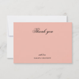 シンプルな色のミニマルスクリプト結婚式お礼カード サンキューカード