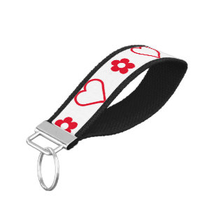 シンプルな花とハートのシンボル+カラーとアイディア リストバンドキーホルダー